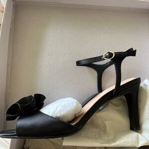 Black satin evening sandal